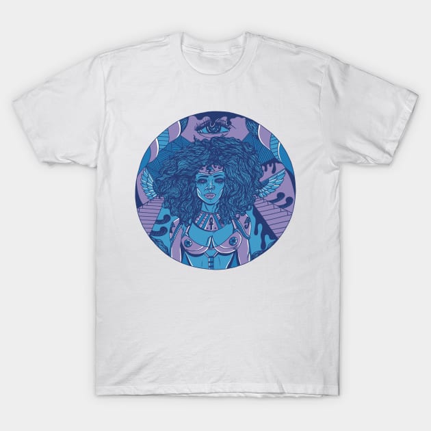 Mountain Blue Kemet Warrior T-Shirt by kenallouis